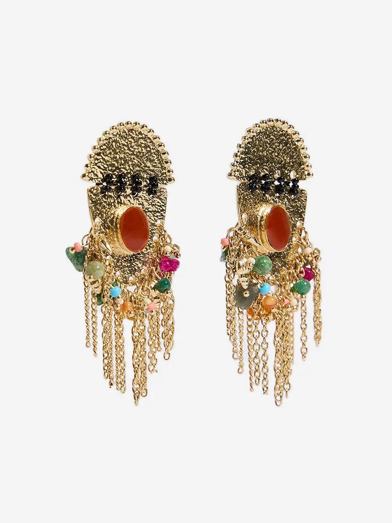 Westside Accessories Gold Gemstone Dangler Boho Earrings