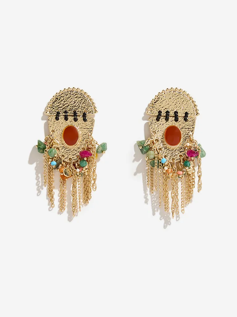Westside Accessories Gold Gemstone Dangler Boho Earrings