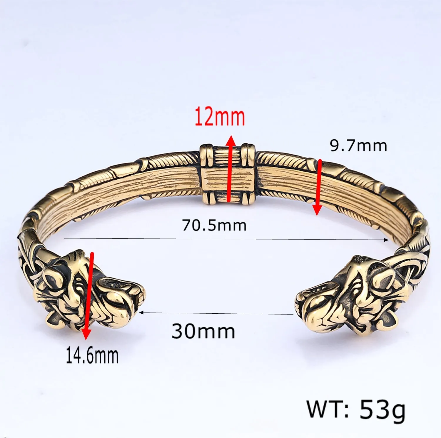 Wolf Torc Stainless Steel Viking Bracelet