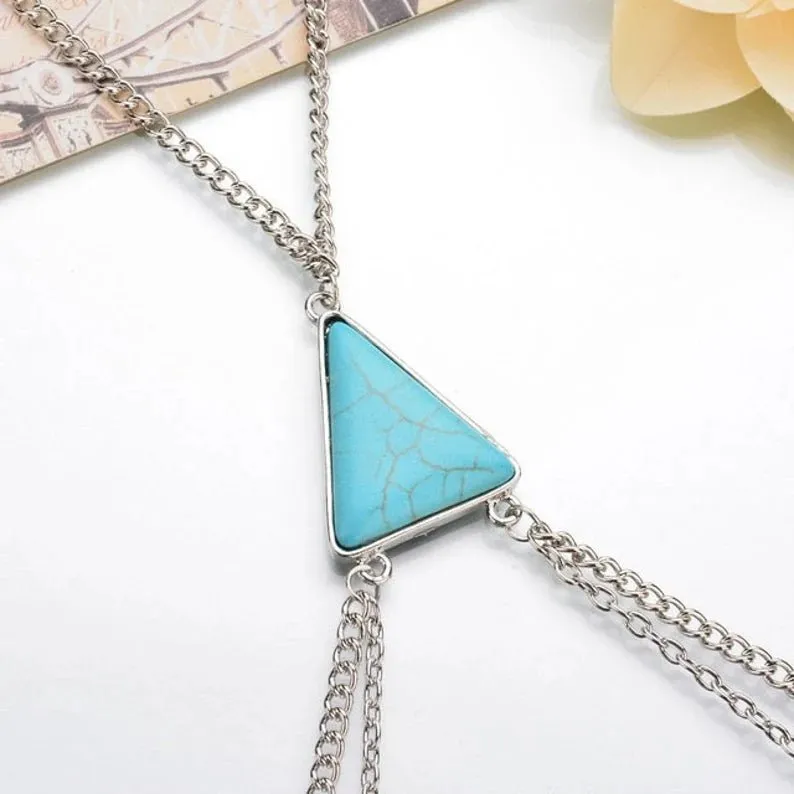 Women Boho Turquoise Beach Body Chain