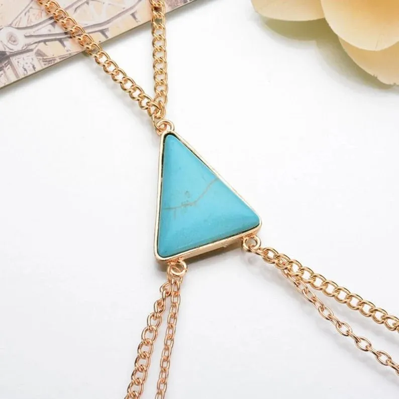 Women Boho Turquoise Beach Body Chain