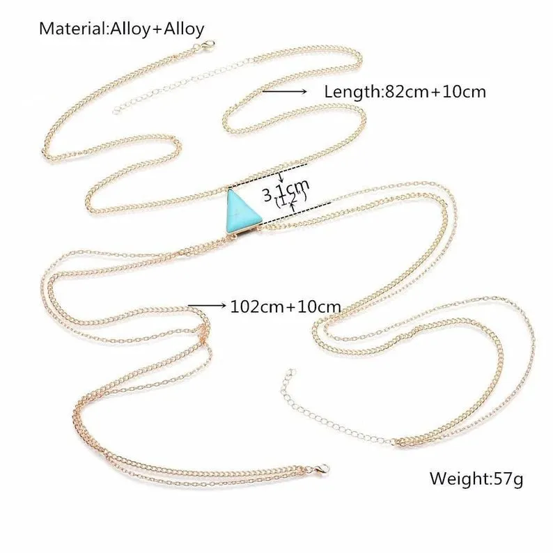 Women Boho Turquoise Beach Body Chain
