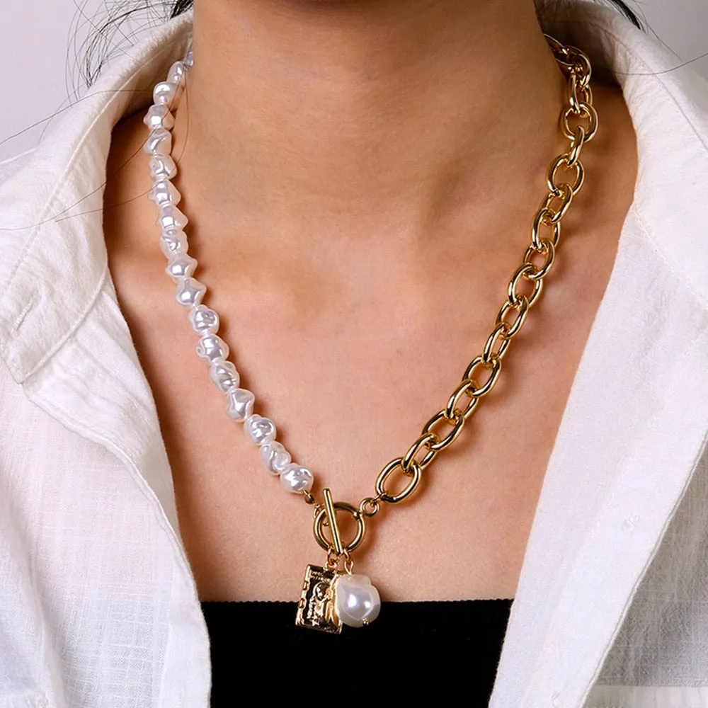 women's chokers linkedin necklace goldcolor pendants pearl bead collar ✈️ free.shipping