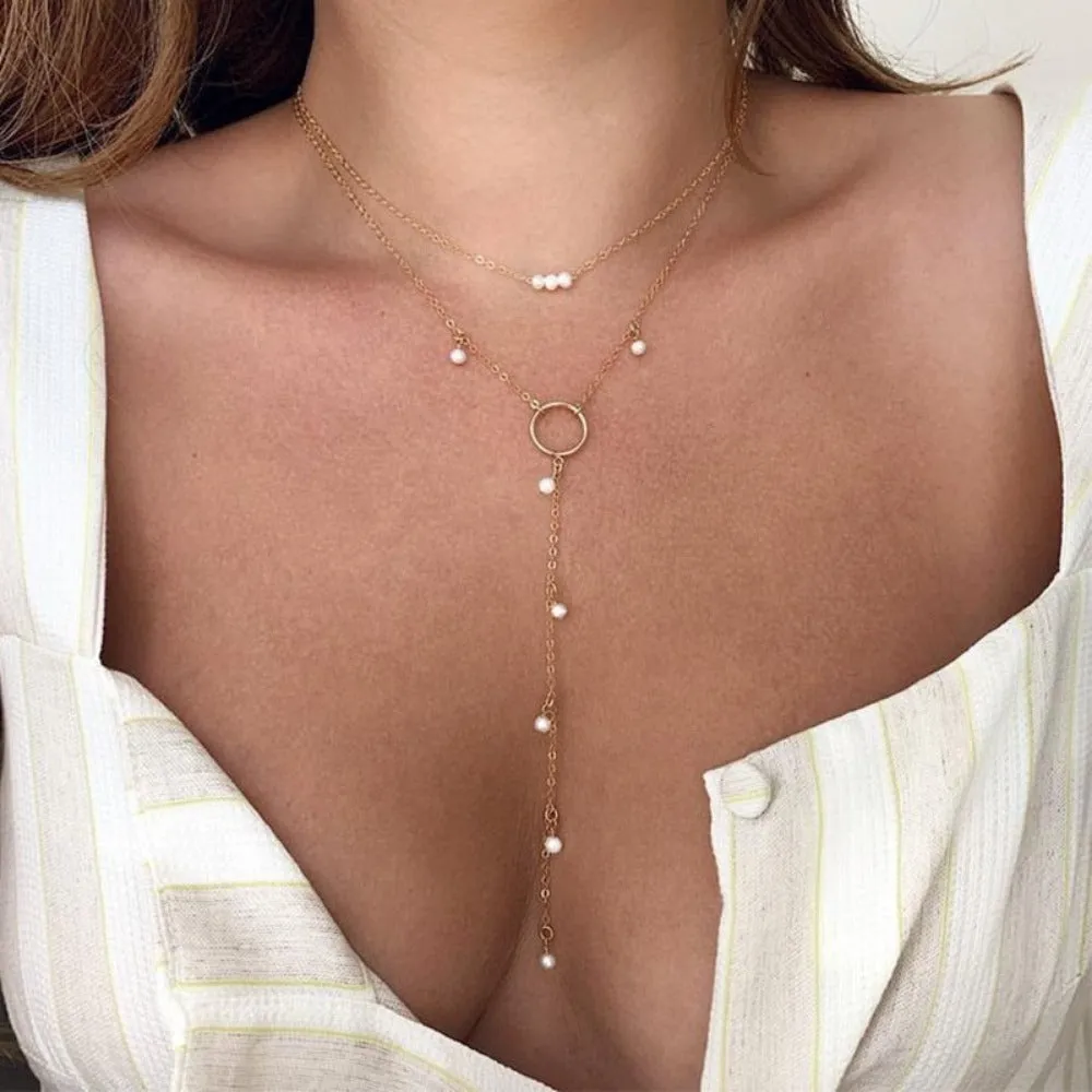 women's chokers linkedin necklace goldcolor pendants pearl bead collar ✈️ free.shipping
