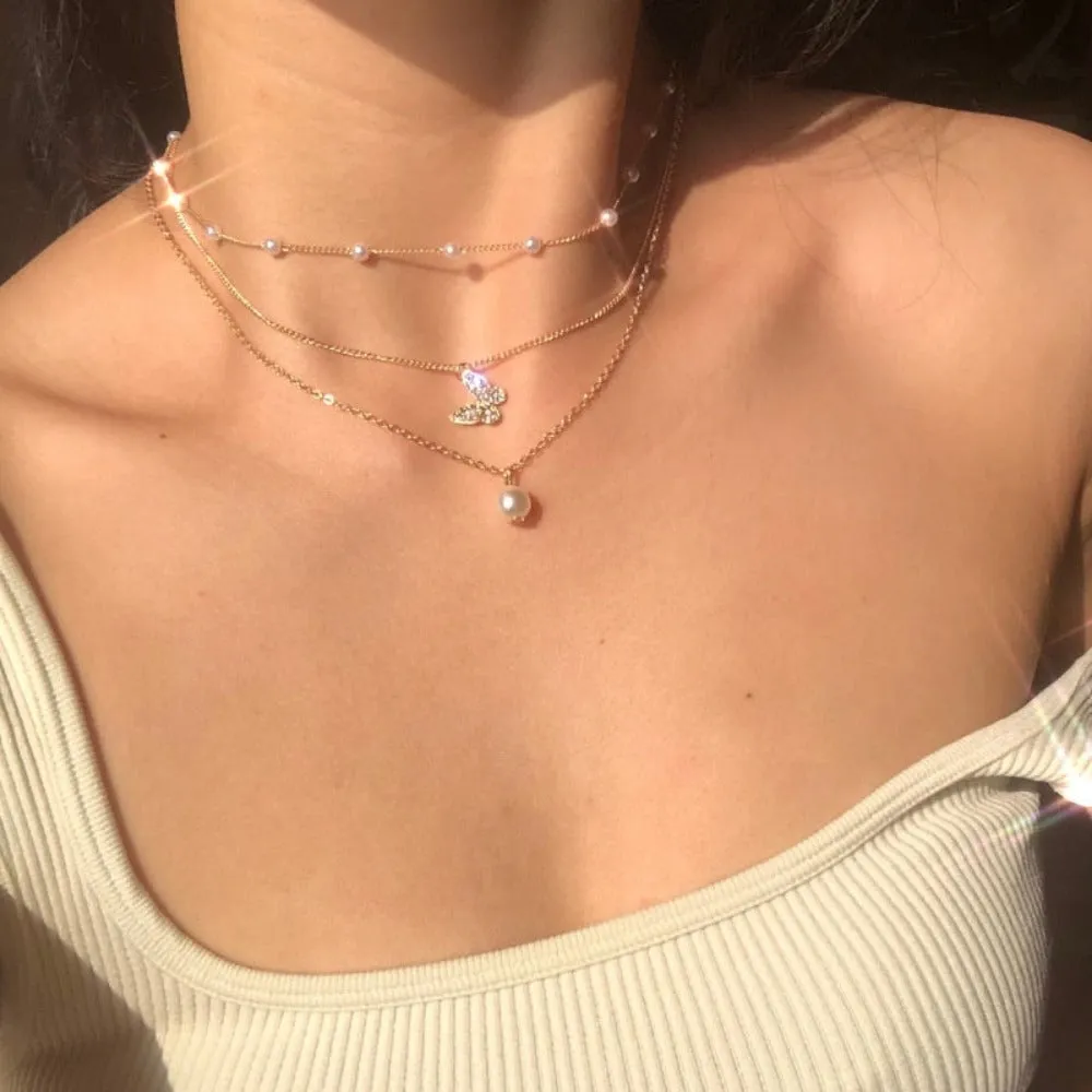 women's chokers linkedin necklace goldcolor pendants pearl bead collar ✈️ free.shipping