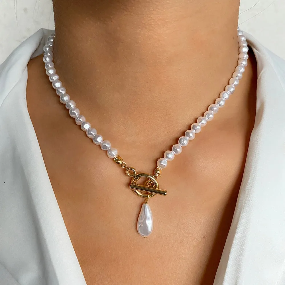 women's chokers linkedin necklace goldcolor pendants pearl bead collar ✈️ free.shipping