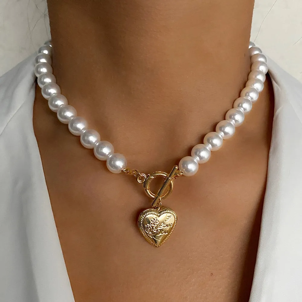women's chokers linkedin necklace goldcolor pendants pearl bead collar ✈️ free.shipping
