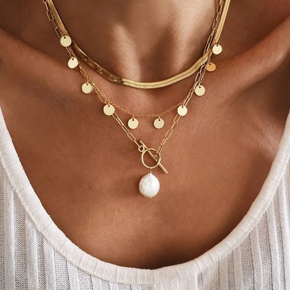 women's chokers linkedin necklace goldcolor pendants pearl bead collar ✈️ free.shipping