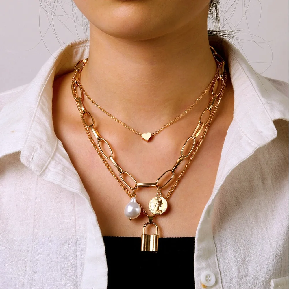 women's chokers linkedin necklace goldcolor pendants pearl bead collar ✈️ free.shipping