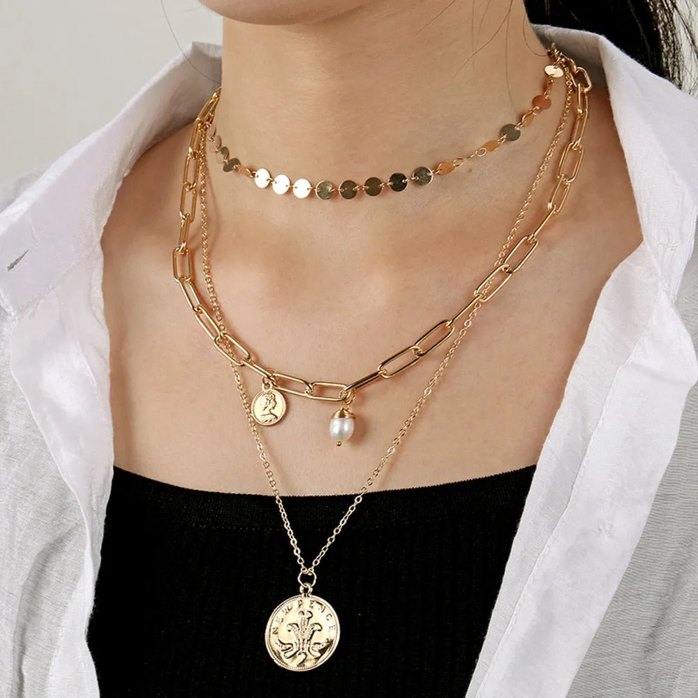 women's chokers linkedin necklace goldcolor pendants pearl bead collar ✈️ free.shipping