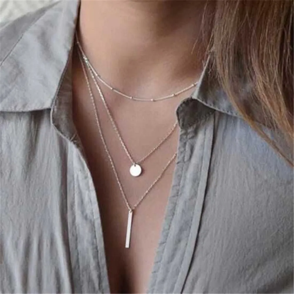 women's necklaces bohemian goldcolor silver pendants collar jewelry ✈️ free.shipping