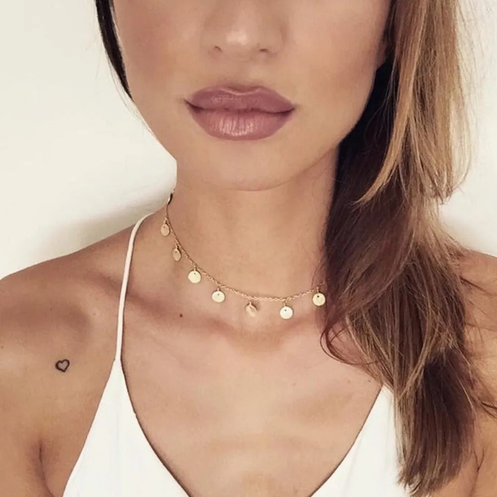 women's necklaces bohemian goldcolor silver pendants collar jewelry ✈️ free.shipping