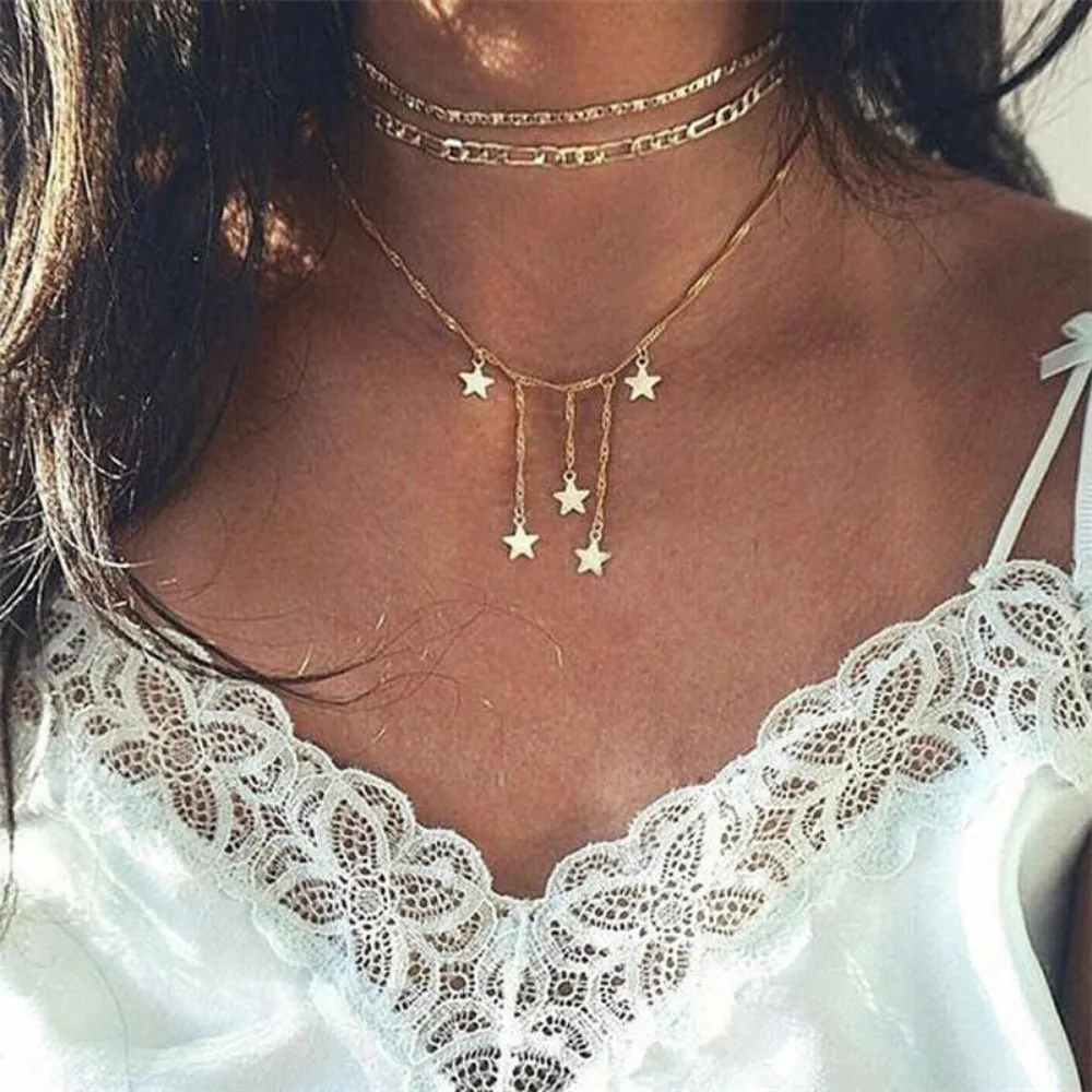women's necklaces bohemian goldcolor silver pendants collar jewelry ✈️ free.shipping