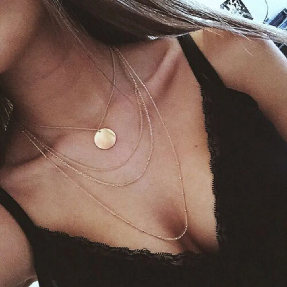 women's necklaces bohemian goldcolor silver pendants collar jewelry ✈️ free.shipping