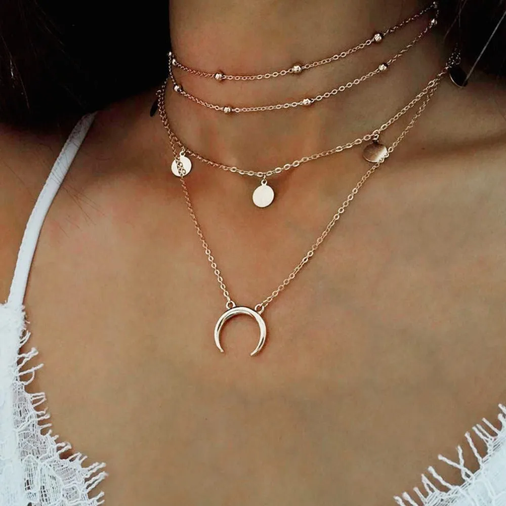 women's necklaces bohemian goldcolor silver pendants collar jewelry ✈️ free.shipping