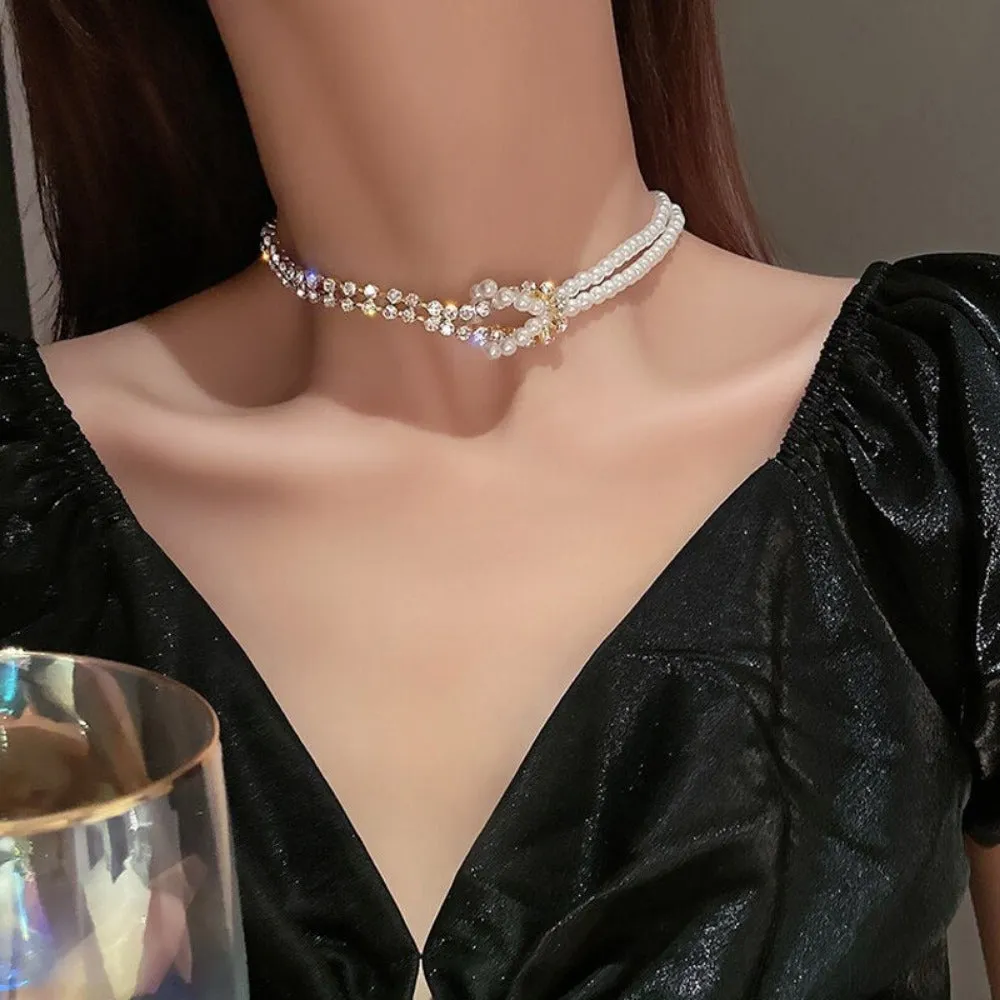 women's necklaces pearl pendants zirconia stone silver goldcolor choker ✈️ free.shipping