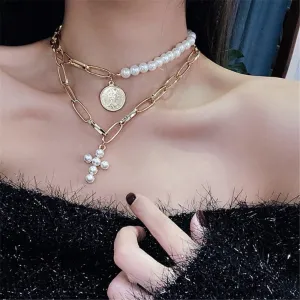 women's necklaces pearl pendants zirconia stone silver goldcolor choker ✈️ free.shipping