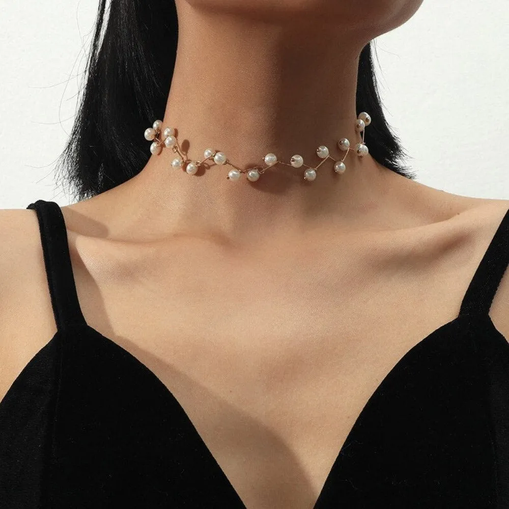 women's necklaces pearl pendants zirconia stone silver goldcolor choker ✈️ free.shipping