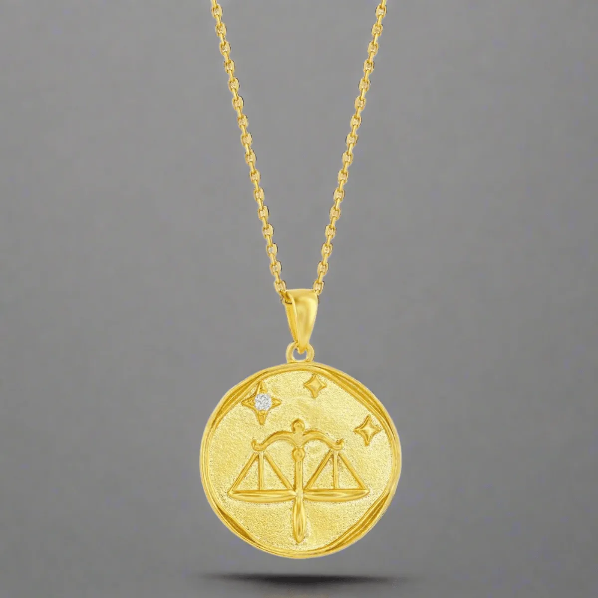 YGP Sterling 'Libra' CZ Circle Zodiac Pendant w/Chain