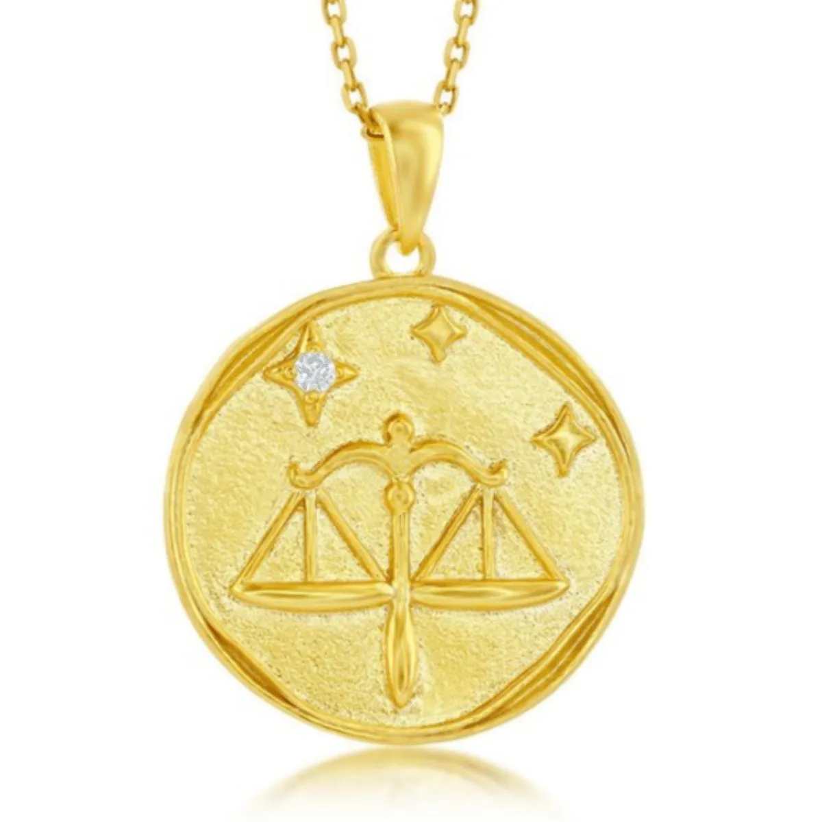 YGP Sterling 'Libra' CZ Circle Zodiac Pendant w/Chain